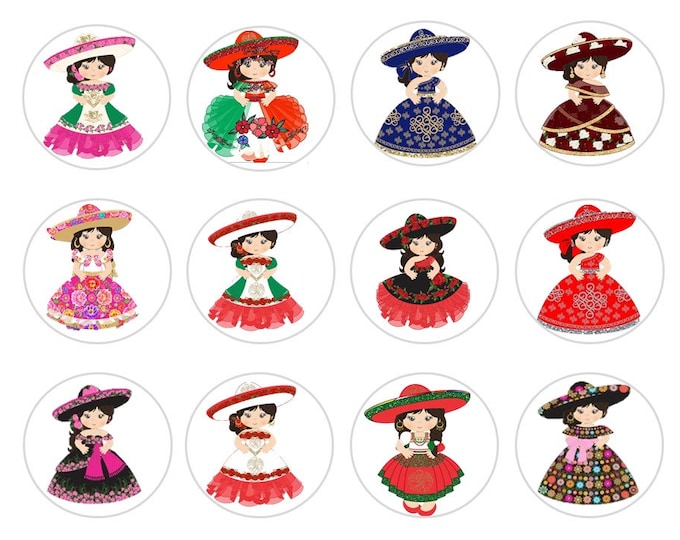 Gelatin-only transfer printed on regular bond multipurpose paper (Mexican Rancheras) 12 of 2 inches round
