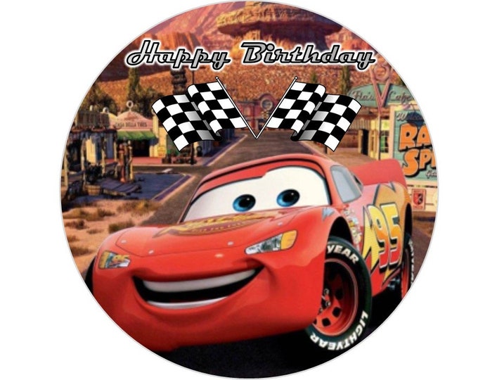 Transfer para gelatina lightning Mcqueen 8 pulgadas redondo