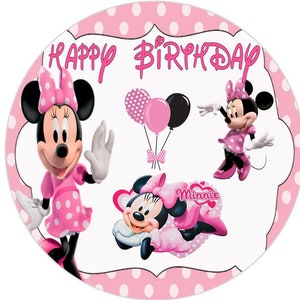 Transfer for gelatin only Printed on regular bond multipurpose paper, Minnie Mouse 8&quot; and 24 1.5&quot; round