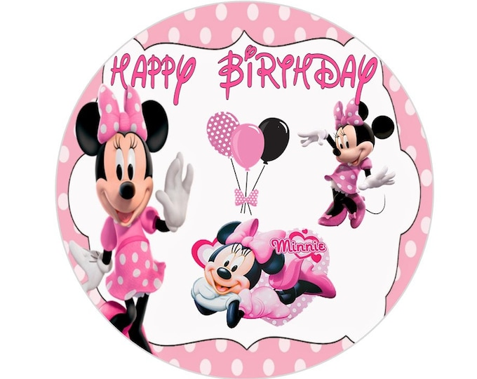 Transfer for gelatin only Printed on regular bond multipurpose paper, Minnie Mouse 8" and 24 1.5" round
