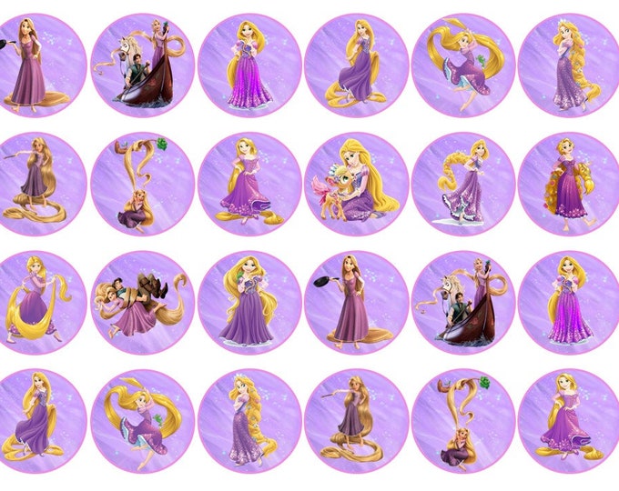 Gelatin-only transfer printed on regular bond multipurpose paper (Rapunzel) 24 1.5-inch round