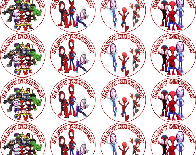 Sugar paper (Spidey and his amazing friends) 16 images of 2 "round