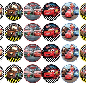Cars 24 1.5 inch round gelatin transfer only