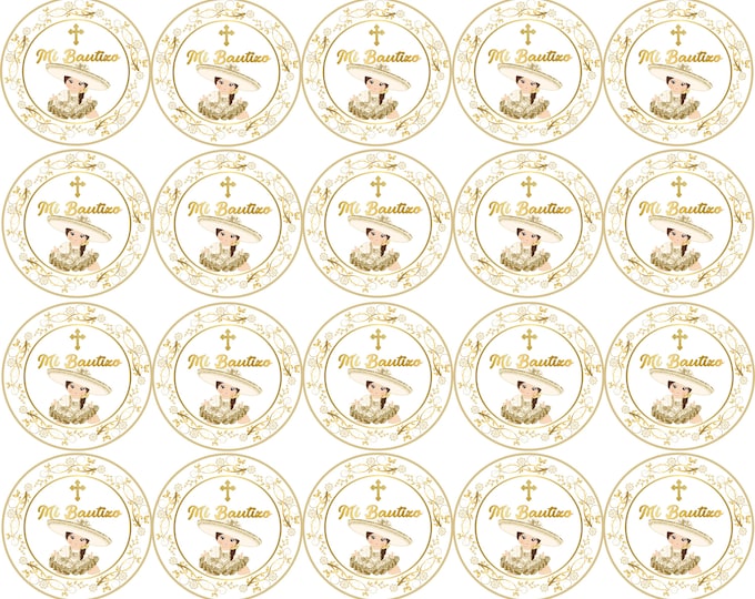 Sugar paper (My Baptism girl) 20 images of 1.81” Round