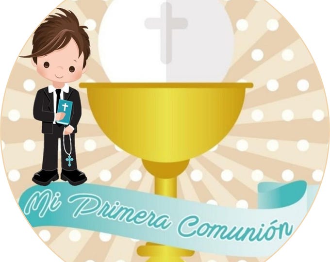 Transfer only for gelatin printed on multipurpose bond paper (My First Communion) 8 inches or 24 of 1.5 inches round