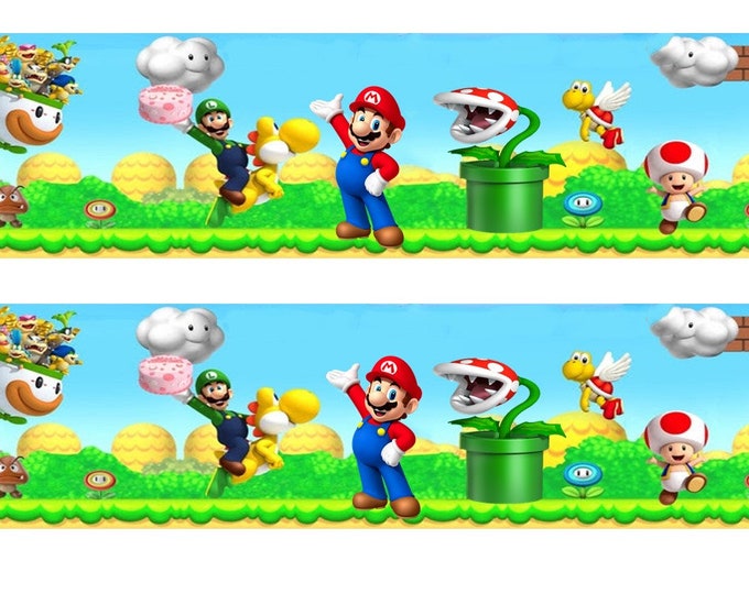 Sugar leaf for around the cake with a Mario Bros theme