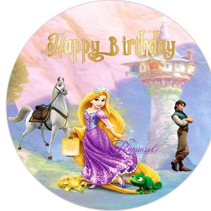 Gelatin-only transfer printed on regular bond paper (Rapunzel) 8 inches round