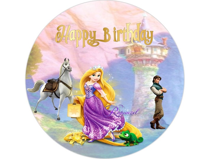 Gelatin-only transfer printed on regular bond paper (Rapunzel) 8 inches round