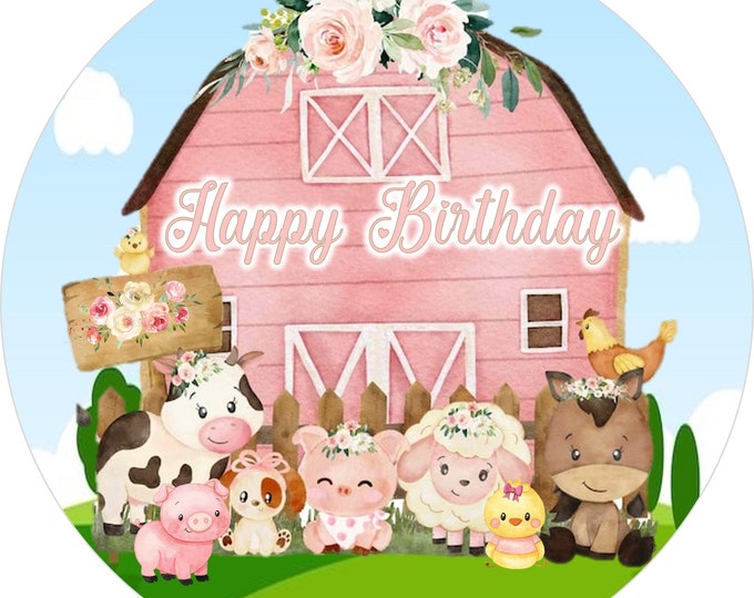 Transfer only for gelatin (Pink Farm) 8 inches