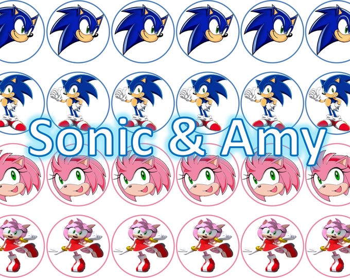 Gelatin-only transfer printed on regular bond multipurpose paper (Sonic and friends) 24 1.5-inch round