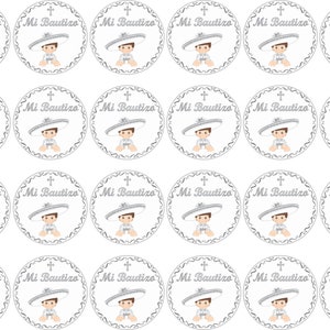 Transfers for gelatin only (Silver Charro Baptism) 24 of 1.5 inches round