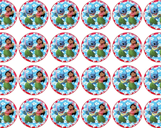 Sugar paper (Lilo and Stitch) 24 images of 1.5” round