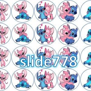 Sugar Paper (Lilo and Stitch and Angel) 20 images 1.81 inches Round