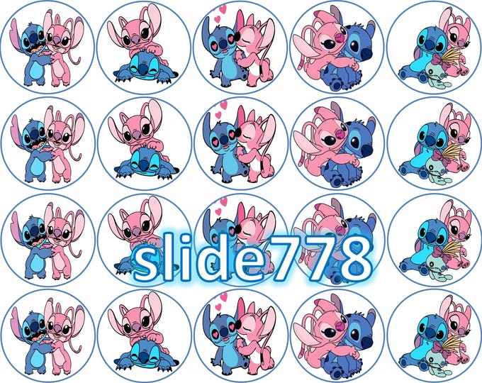 Sugar Paper (Lilo and Stitch and Angel) 20 images 1.81 inches Round