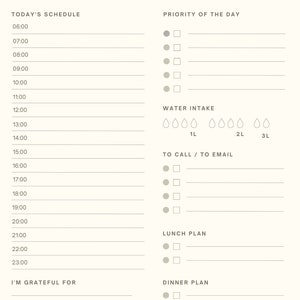 Daily planner , Minimalist daily planner, Instant download