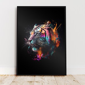 Animal Portrait Tiger - Digital Painting, PDF - Watercolor, Wall Decor, Poster - Animal Motifs Self Print - Portrait / Landscape - Printable