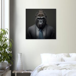 Gorilla in suit - animal portrait, gorilla, monkey - digital download - print yourself - animal motif - room decoration - wall decoration