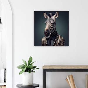 Zebra in suit - animal portrait, zebra - digital download - print yourself - animal motif - room decoration for apartment - wall decoration