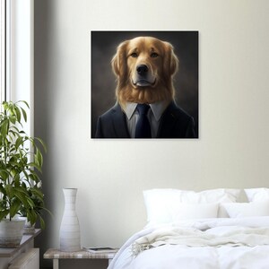 Golden retriever in suit - animal portrait, dog - digital download - print yourself - animal motif - room decoration - wall decoration