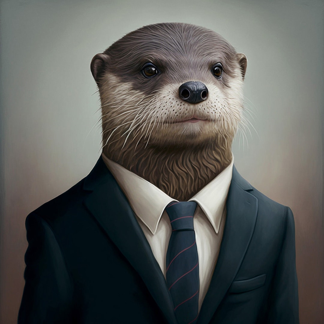 Otter in Suit Animal Portrait, Otter Digital Download Print Yourself ...