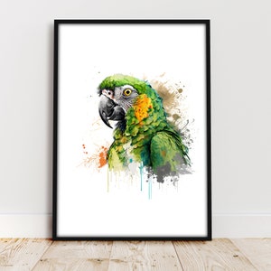 Animal portrait parrot - Bright watercolor, watercolor - Wall Decor - Posters - Animal Motifs Self Print - Portrait / Landscape - Printable