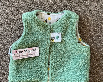 Teddy fleece, toddler, reversible vest