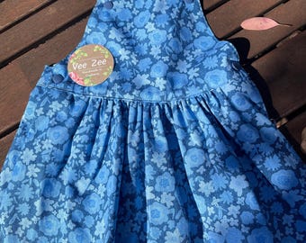 Floral, denim, pinafore dress, toddler, girl