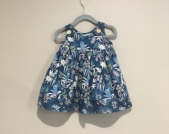 Toddler, girl, dress, pinafore, Australian floral, cotton