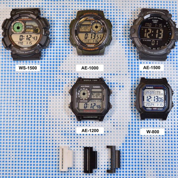 Adaptateur de bracelet de montre Casio. AE1000, AE1200, AE1500, W-800, W218, WS-1500, WS-1600 et modèles similaires, plusieurs couleurs disponibles