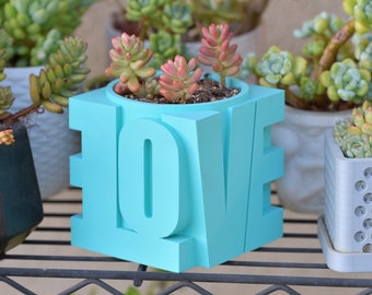 LOVE Cube plantenbak – succulente cactuspot op tafel, pennenhouder