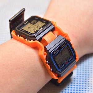 Dual Watch Mounting Kit For Casio F91 & LF20, 3D Printed with Multiple Color Available.