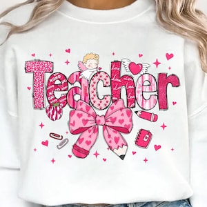Teacher Valentine Png, Valentines Day Png, Teacher Heart Pencil Png, Valentine Coquette Bow Png, Teacher love png, Gifts for teacher