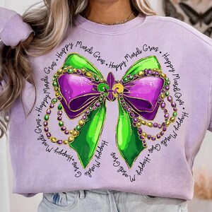 Mardi Gras Coquette Bow Png, Mardi Gras Png, Happy Mardi Gras Png,Glitter Mardi Gras Beads Png, Fleur De Lis Png, King Cake Png,Crawfish Png