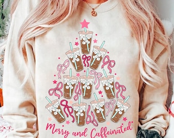 Merry and Caffeinated Png, To Be Jolly & Caffeinated Png, Christmas Png, Christmas Coffee Png,Christmas Coquette Bow Png, Tis the season Png