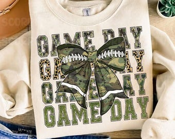 Camo Football Coquette Bow Png, Camouflage Old Camo Bow Png, Old School Camo png, Girls Camo Bow Png, Game Day Png, Coquette Bow Png