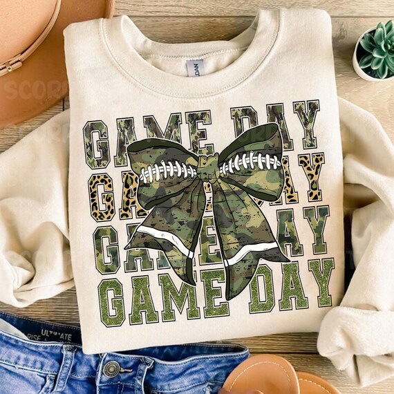 Camo Football Coquette Bow Png, Camouflage Old Camo Bow Png, Old School Camo png, Girls Camo Bow Png, Game Day Png, Coquette Bow Png