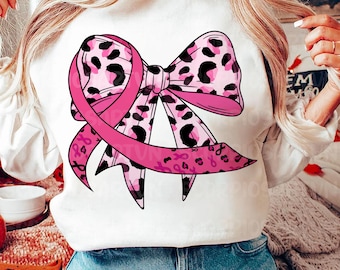 Breast Cancer Coquette Bow PNG, Pink Ribbon Design (Digital Download)