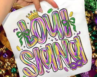 Louisiana Mardi Gras Png, Mardi Gras Png, Mardi Gras Coquette Png, Fleur De Lis Png, Coquette Bow, Glitter Brushstroke, Hand Drawn Png,Trend