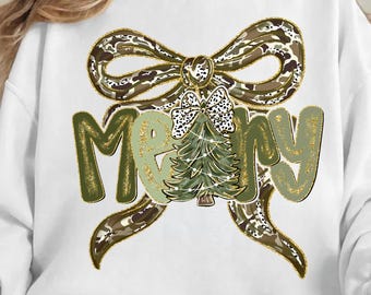 Colorful Glitter Merry Christmas Png, Christmas Png, Bow Christmas Png, Christmas Coquette Bow Png, Merry and Bright Png, Christmas Tree Png