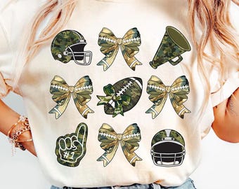 Camo Football Coquette Bow Png, Old School Camo png, Girls Camo Bow Png, Game Day Png, Coquette Bow Png,  Camouflage Old Camo Bow Png