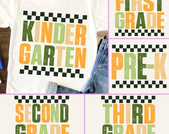 Back to School Bundle Png, Checkered Teacher First Day of School Png, Pre-k 1st/2nd/3rd Grade, School Boy First/Second/Third Grade Bundle