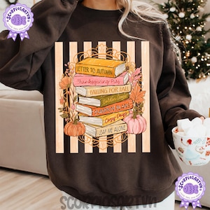Pila de libros de otoño PNG, Diseño acogedor de otoño, Diseño de libros de otoño, Amante de los libros de Acción de Gracias PNG, Calabaza de otoño PNG