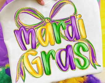 Happy Mardi Gras Png, Mardi Gras Png, Mardi Gras Coquette Png, Fleur De Lis Png, Coquette Bow, Glitter Brushstroke, Trend Mardi Gras Png