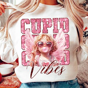 Cupid Valentines Day Blowing Bubble Png, Valentines Day Png, Glitter Valentines Day Png, Cupid With Sunglasses Png, Cupid Vibes Png, Heart