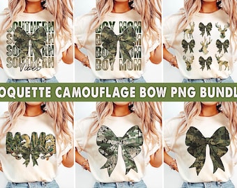 Camouflage Bow PNG Bundle, Old School Camo (Digital Download)