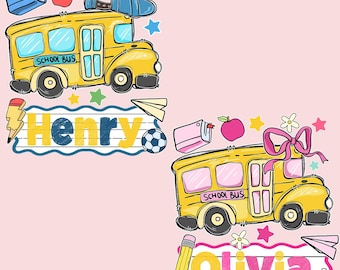 Custom Back to School Png, First Day Of School Png, Boy Girl School Png, School Bus Png, School for Boys Girls, Girl Back to School Png
