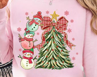 Kleurrijke kerstsneeuwpop png, kerstmis png, grappige sneeuwpop png, coquette kerstboom png, let it snow png, preppy kerst png