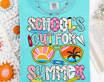 School's Out for Summer Png, Last day of School Png, Teacher Appreciation Png, School png, Kids summer break, Preppy Summer Teacher School
