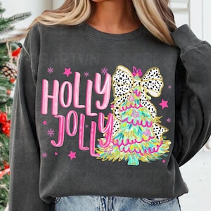 Colorido brillo Holly Jolly Png, Navidad Png, Glitter Coquette Árbol de Navidad Png, Navidad Png, Navidad Coqueta Png, Pincelada
