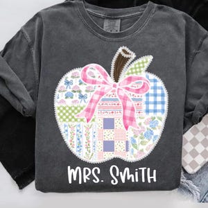 Lace Teacher Apple Coquette Png, Preppy Teacher Floral Coquette Png, Custom Teacher Name, Teach Love Inspire Png, Grandmillennial Floral Png